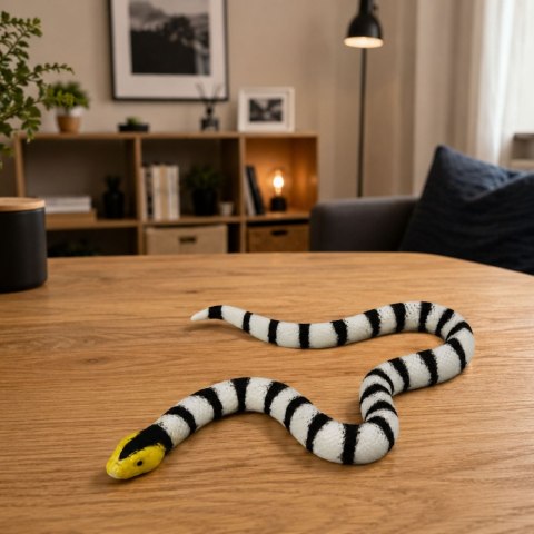 LEAN TOYS Wąż Gumowy Figurka Rozciągliwa Realistyczna Czarno-Biały 33 cm