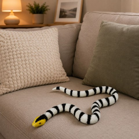 LEAN TOYS Wąż Gumowy Figurka Rozciągliwa Realistyczna Czarno-Biały 33 cm