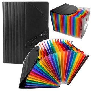 LEAN Teczka Harmonijkowa Organizer Na Dokumenty 25 Przegród A4 Czarna