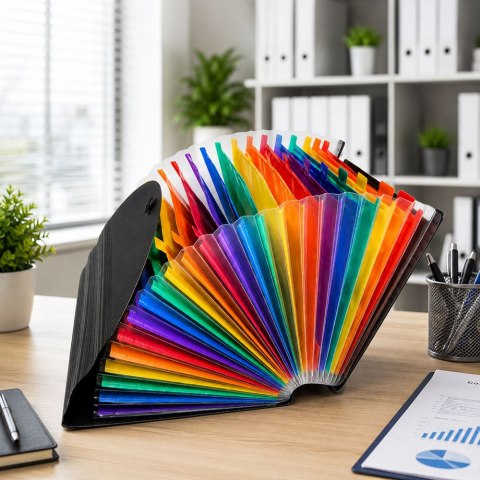 LEAN Teczka Harmonijkowa Organizer Na Dokumenty 25 Przegród A4 Czarna