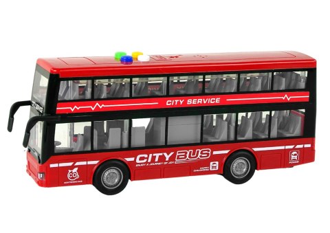 LEAN Toys Autobus Piętrowy Na Baterie Światła Dźwięki Napęd Frykcyjny Czerwony 1:16
