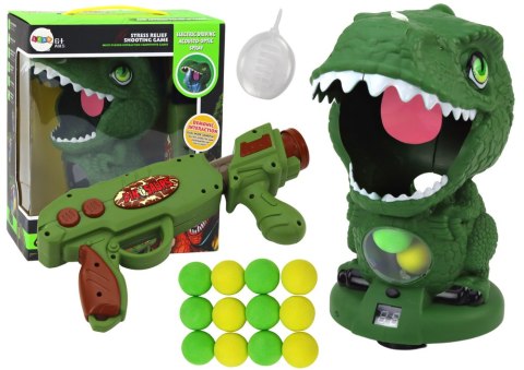 LEAN Toys Gra Zręcznościowa Strzelanie Do Dinozaura Zielony Pistolet Kulki