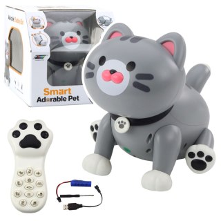 LEAN Toys Interaktywny Robot Kotek Zdalnie Sterowany RC Pilot Szary
