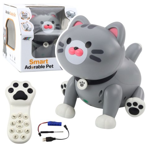 LEAN Toys Interaktywny Robot Kotek Zdalnie Sterowany RC Pilot Szary