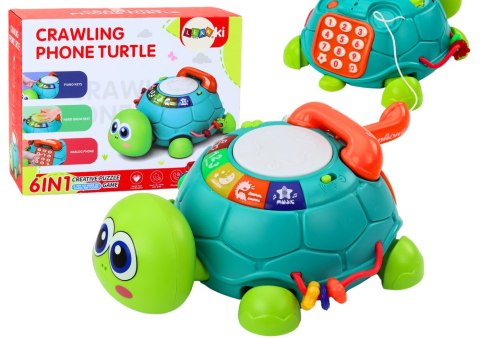 LEAN Toys Interaktywny Żółw Edukacyjny Telefon 6w1 Światła Dźwięki Zielony