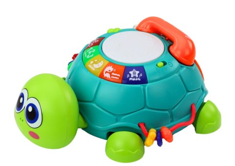 LEAN Toys Interaktywny Żółw Edukacyjny Telefon 6w1 Światła Dźwięki Zielony