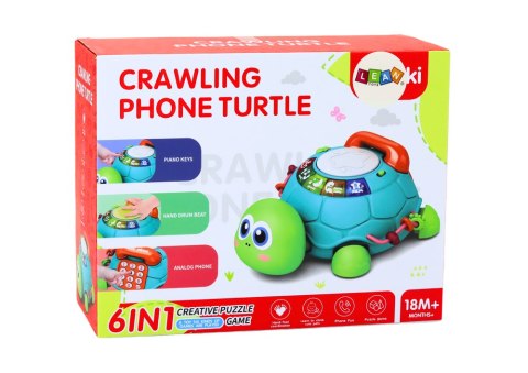 LEAN Toys Interaktywny Żółw Edukacyjny Telefon 6w1 Światła Dźwięki Zielony