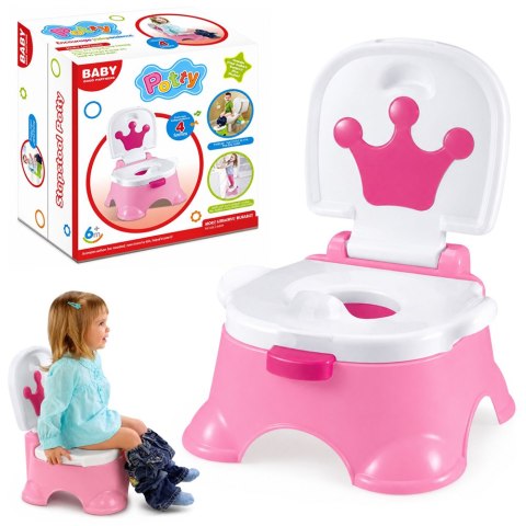 LEAN Toys Nocnik Interaktywny Różowy z Koroną Muzyczny WC Dla Malucha 5w1