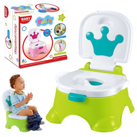 LEAN Toys Nocnik Interaktywny Zielony z Niebieską Koroną Muzyczny WC Dla Malucha 5w1