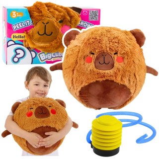 LEAN Toys Piłka Do Skakania Rosnąca Pluszowa Kapibara Brązowa Pompka 50 cm