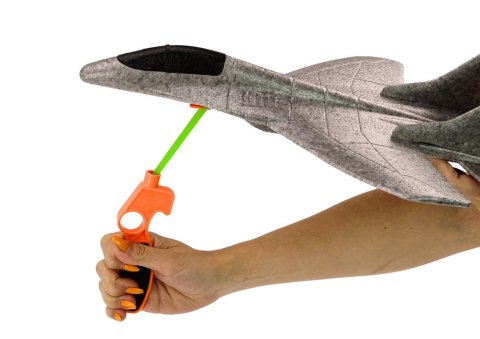 LEAN Toys Samolot Myśliwiec Styropianowy Z Procą Wyrzutnia Szary