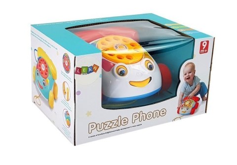 LEAN Toys Telefon Do Ciągnięcia na Kółkach ze słuchawka na Baterie dla Niemowlęcia