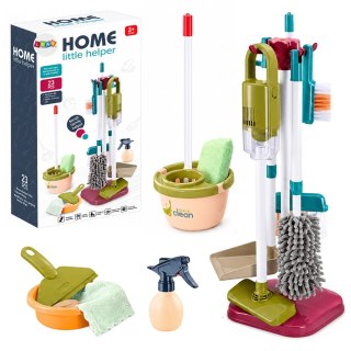 LEAN Toys Zestaw Do Sprzątania Z Odkurzaczem Mop Stojak Akcesoria Dla Dzieci 23 El.