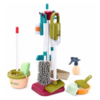LEAN Toys Zestaw Do Sprzątania Z Odkurzaczem Mop Stojak Akcesoria Dla Dzieci 23 El.