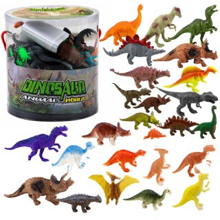 LEAN Toys Zestaw Figurek W Pudełku Kolorowe Gumowe Dinozaury 34 Elementy