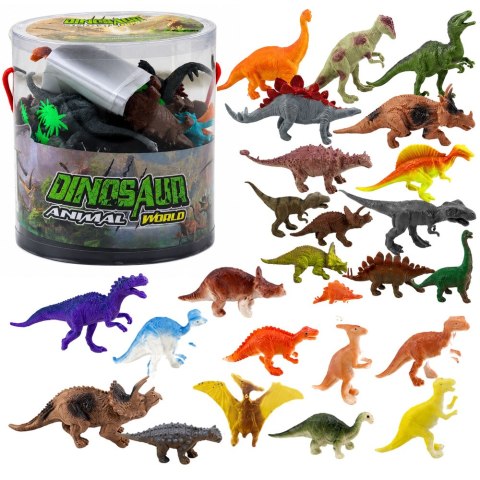LEAN Toys Zestaw Figurek W Pudełku Kolorowe Gumowe Dinozaury 34 Elementy
