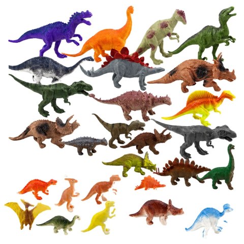 LEAN Toys Zestaw Figurek W Pudełku Kolorowe Gumowe Dinozaury 34 Elementy