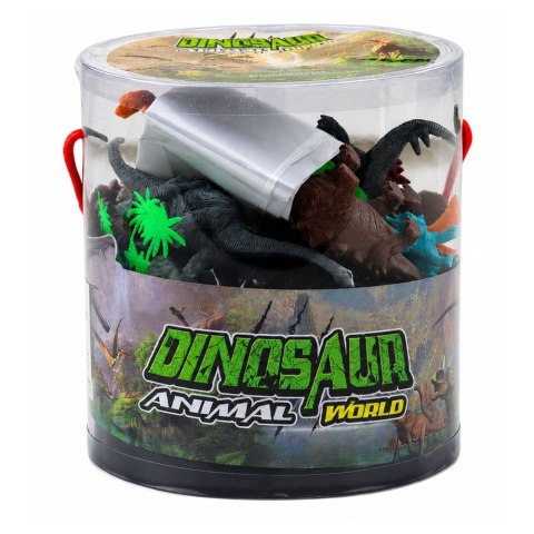 LEAN Toys Zestaw Figurek W Pudełku Kolorowe Gumowe Dinozaury 34 Elementy