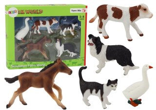 LEAN Toys Zestaw Figurek Zwierzęta Wiejskie Farma 5 Sztuk Koń Krowa Kot Gęś Pies