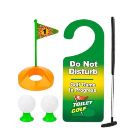 LEAN Toys Zestaw Gra Zręcznościowa Golf Toaletowy Mata Kij Piłki Zawieszka Na Drzwi