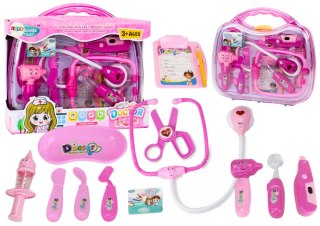LEAN Toys Zestaw Medyczny Małego Doktora W Walizce Światła Dźwięki Różowy