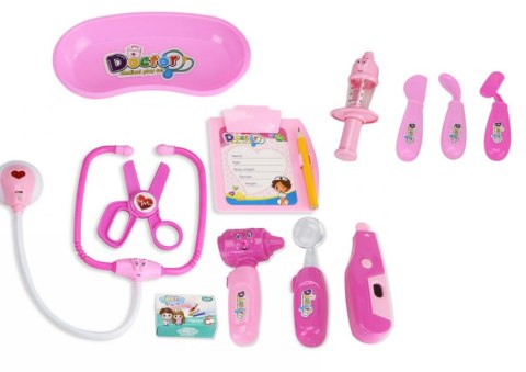 LEAN Toys Zestaw Medyczny Małego Doktora W Walizce Światła Dźwięki Różowy