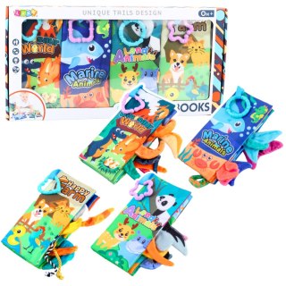 LEAN Toys Zestaw Miękkie Kolorowe Książeczki Edukacyjne Sensoryczne Dla Malucha 4szt