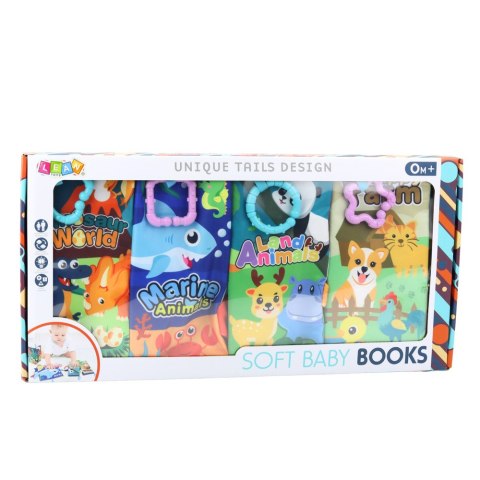 LEAN Toys Zestaw Miękkie Kolorowe Książeczki Edukacyjne Sensoryczne Dla Malucha 4szt