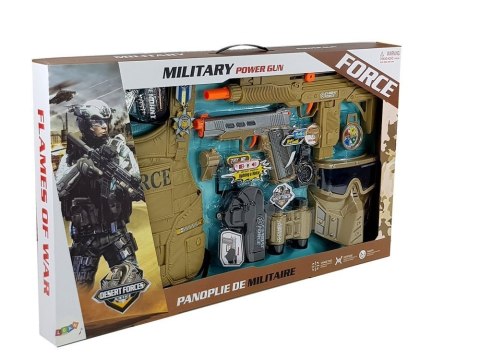 LEAN Toys Zestaw Wojskowy Broń Maska Lornetka Kamizelka Kompas