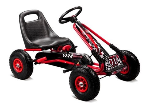 LEAN CARS Gokart Czerwony A-15 Pompowane Koła