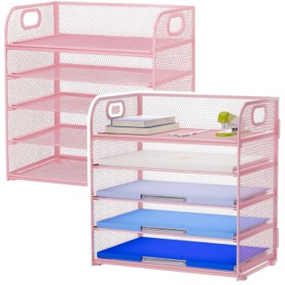 LEAN Organizer Na Dokumenty Teczki 5 Poziomów Metalowy Różowy