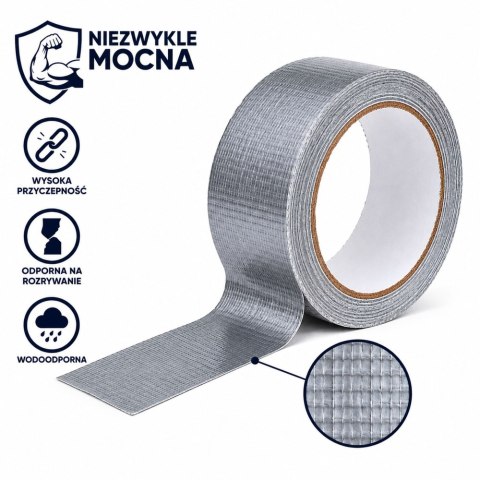 LEAN Szara Taśma Naprawcza Zbrojona Mocna Srebrna 48mm x 15m