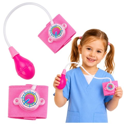 LEAN TOYS Ciśnieniomierz Zegarowy Dla Dzieci Z Ruchomą Wskazówką Różowy