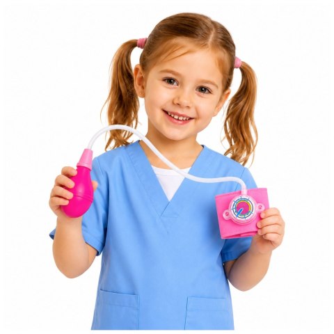 LEAN TOYS Ciśnieniomierz Zegarowy Dla Dzieci Z Ruchomą Wskazówką Różowy