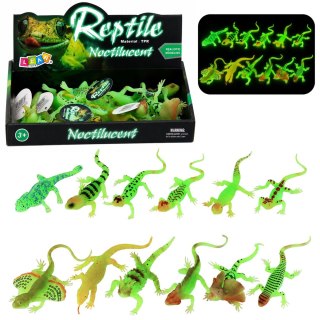 LEAN TOYS Gumowa Figurka Jaszczurka Fluorescencyjna Świecąca W Ciemności Zielona 15cm