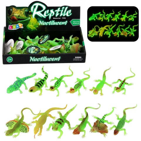 LEAN TOYS Gumowa Figurka Jaszczurka Fluorescencyjna Świecąca W Ciemności Zielona 15cm