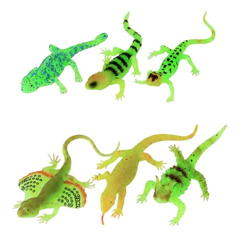 LEAN TOYS Gumowa Figurka Jaszczurka Fluorescencyjna Świecąca W Ciemności Zielona 15cm
