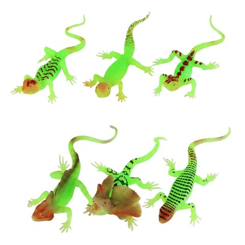 LEAN TOYS Gumowa Figurka Jaszczurka Fluorescencyjna Świecąca W Ciemności Zielona 15cm