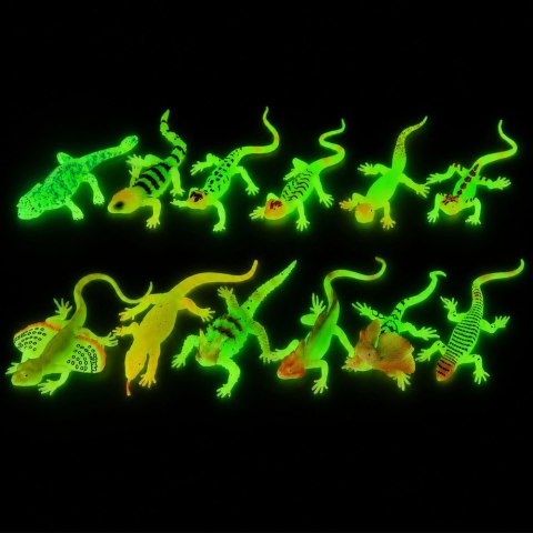 LEAN TOYS Gumowa Figurka Jaszczurka Fluorescencyjna Świecąca W Ciemności Zielona 15cm