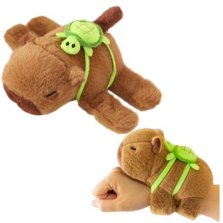 LEAN TOYS Pluszowa Kapibara Z Żółwiem Opaski Na Nadgarstek Rękę 2w1 Brązowa 18cm