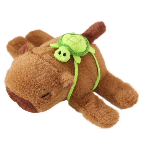 LEAN TOYS Pluszowa Kapibara Z Żółwiem Opaski Na Nadgarstek Rękę 2w1 Brązowa 18cm