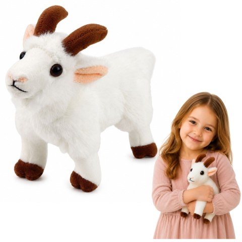 LEAN TOYS Pluszowa Maskotka Przytulanka Mała Koza Dla Dzieci Biała 16 cm