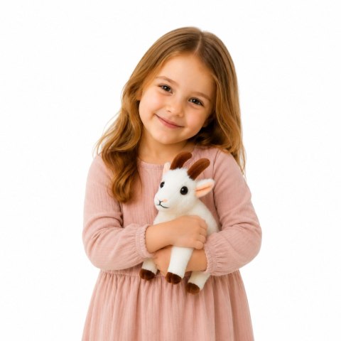 LEAN TOYS Pluszowa Maskotka Przytulanka Mała Koza Dla Dzieci Biała 16 cm