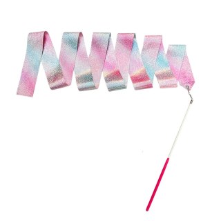 LEAN TOYS Wstążka Gimnastyczna Do Tańca Ćwiczeń Róż Fiolet Błękit Błyszcząca 205x5cm