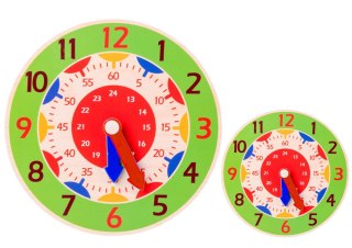 LEAN TOYS Zegar Drewniany Edukacyjny Godziny Minuty Sekundy Zielony