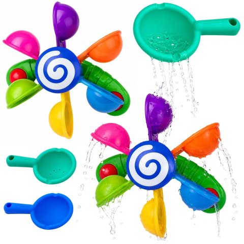 LEAN TOYS Zestaw Do Kąpieli Wiatrak Wodny Z Przyssawkami Dwie Łyżki Zabawka Wodna