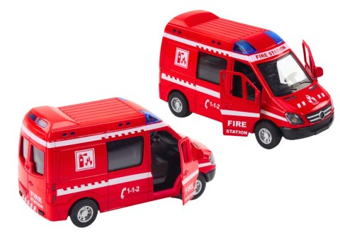 LEAN Toys Auto Strażackie 1:32 Otwierane Drzwi Światła Dźwięki Napęd Czerwony