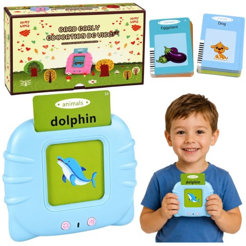 LEAN Toys Czytnik Kart Do Nauki Słów Języka Angielskiego Zabawka Edukacyjna Niebieski