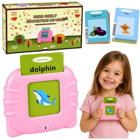 LEAN Toys Czytnik Kart Do Nauki Słów Języka Angielskiego Zabawka Edukacyjna Różowy