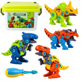 LEAN Toys Klocki Konstrukcyjne Dinozaury Zestaw do Skręcania z Wkrętarką 4w1